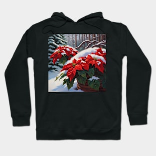 Poinsettias In The Snow Winter Flowers Hoodie